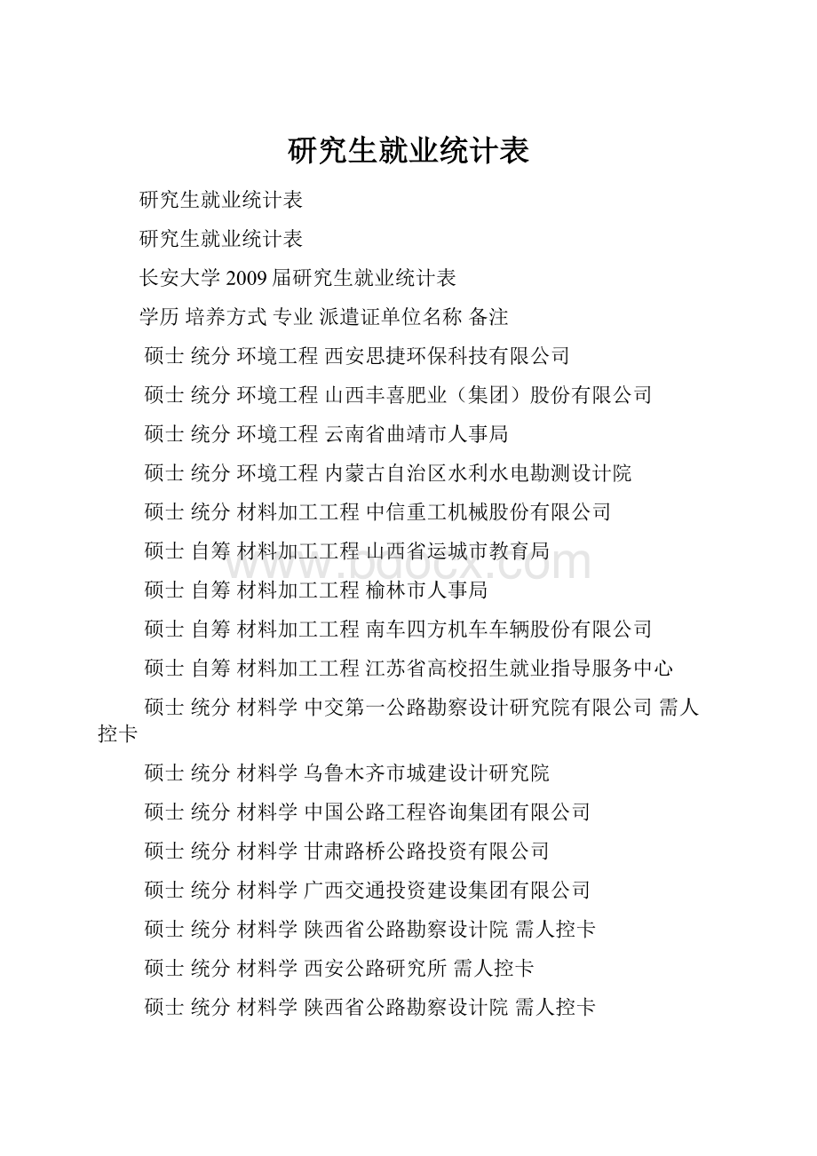 研究生就业统计表.docx_第1页