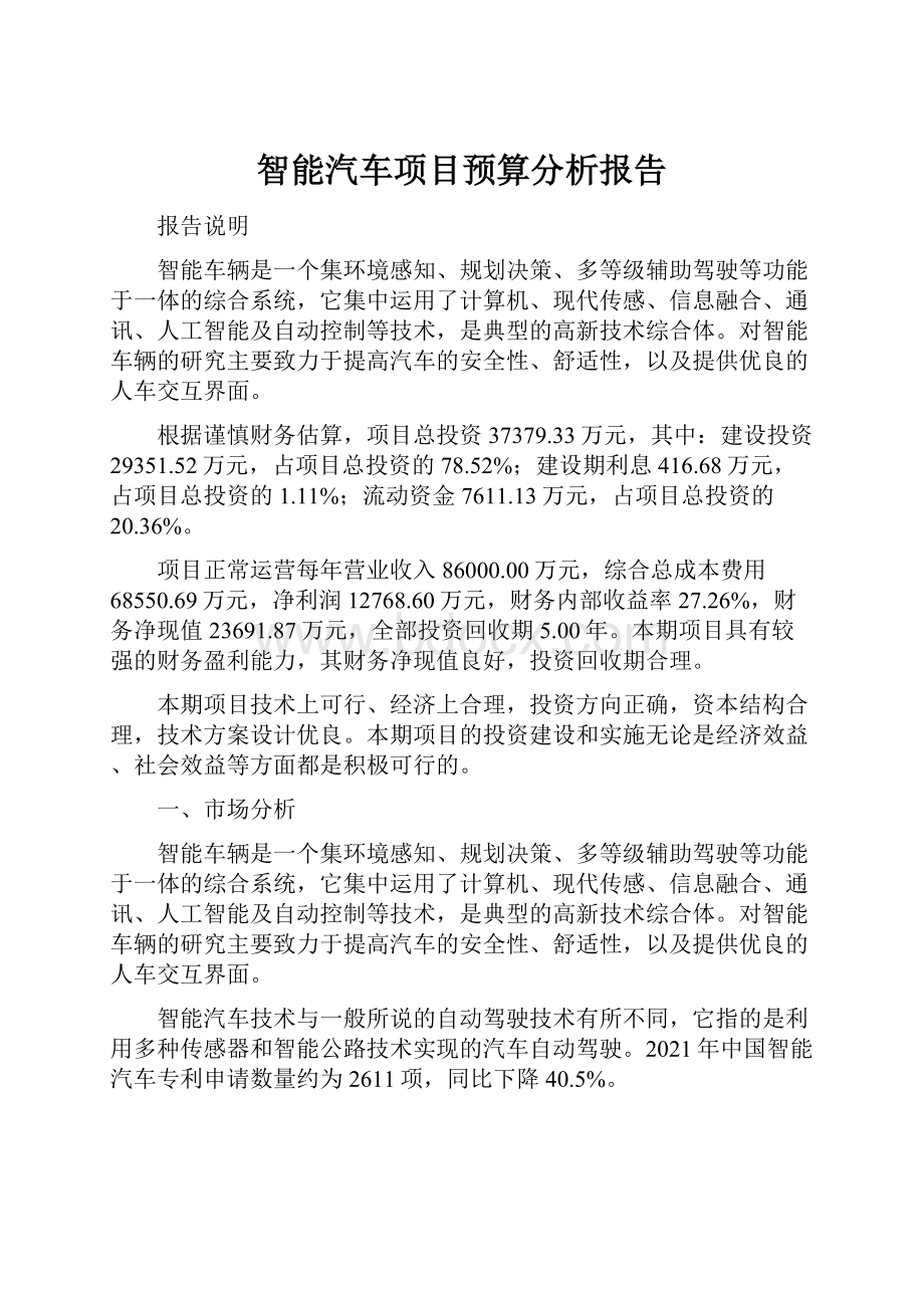 智能汽车项目预算分析报告.docx