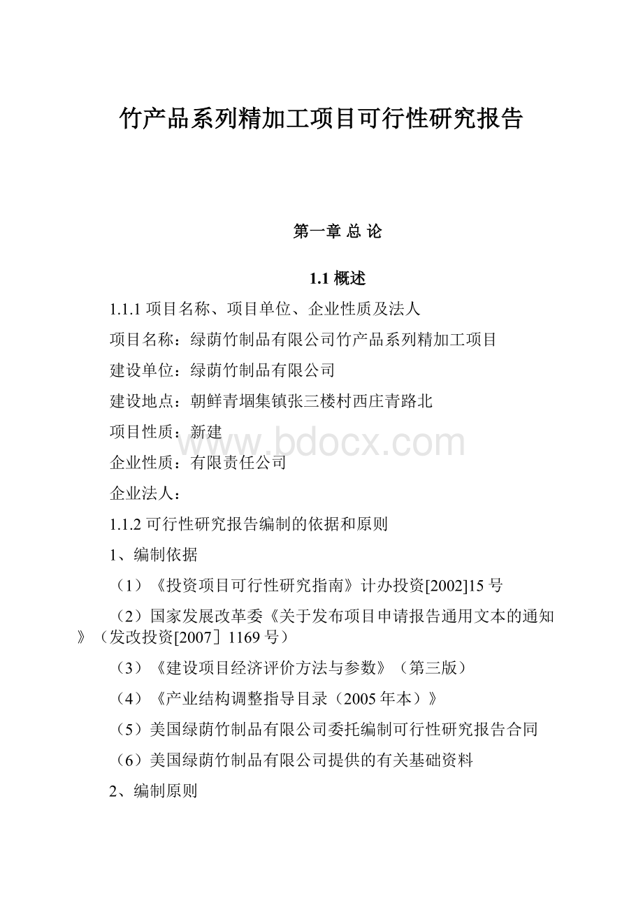 竹产品系列精加工项目可行性研究报告.docx