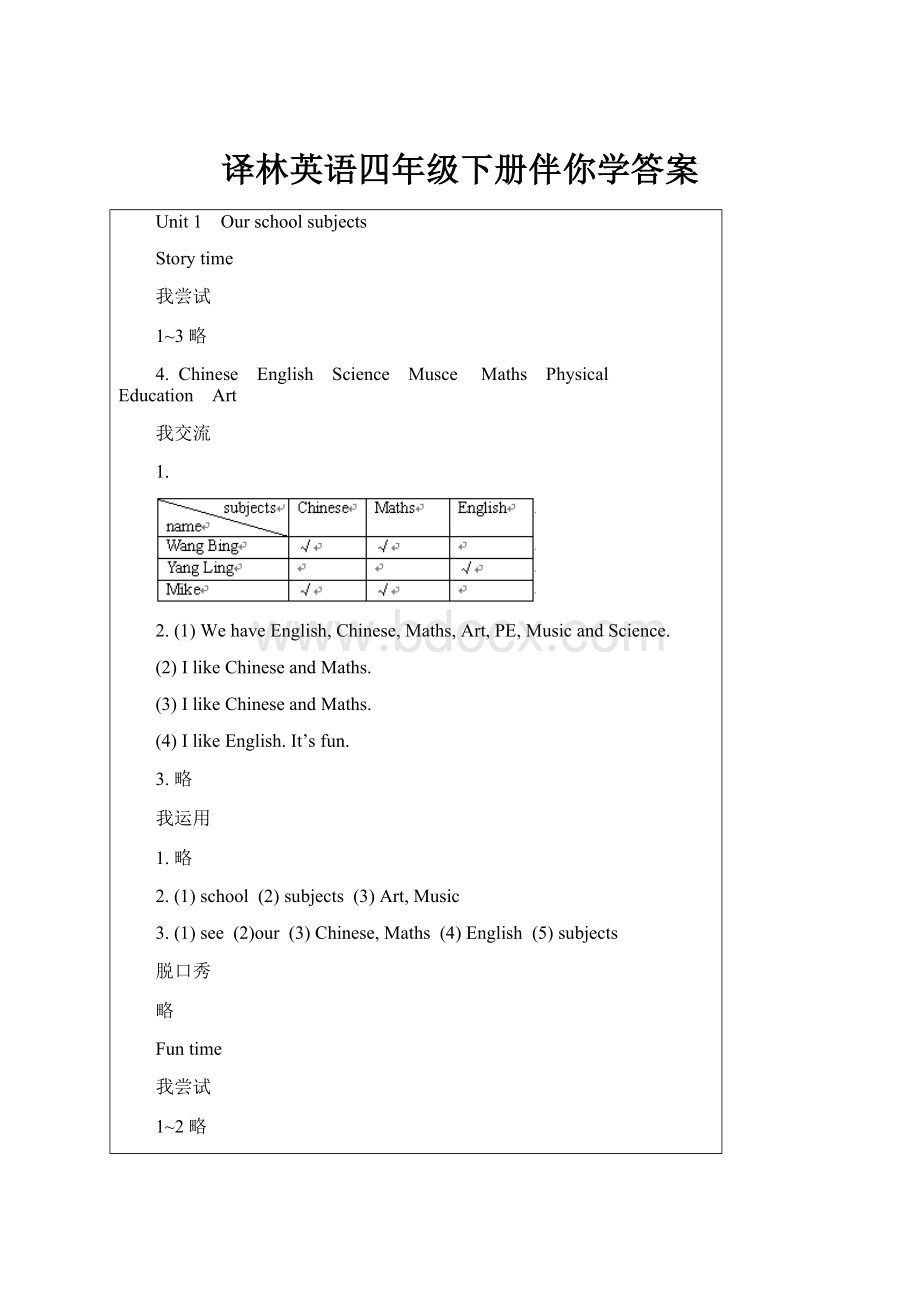 译林英语四年级下册伴你学答案.docx_第1页