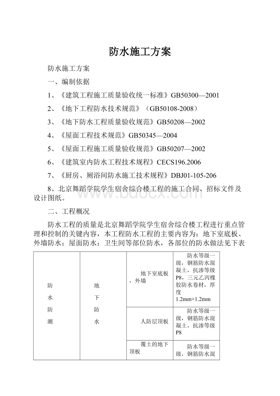 防水施工方案.docx_第1页