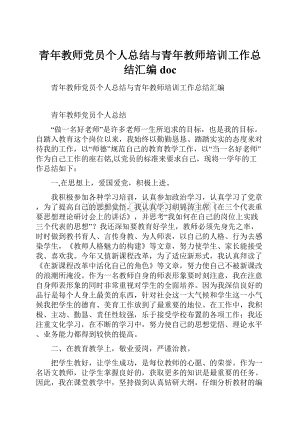 青年教师党员个人总结与青年教师培训工作总结汇编doc.docx