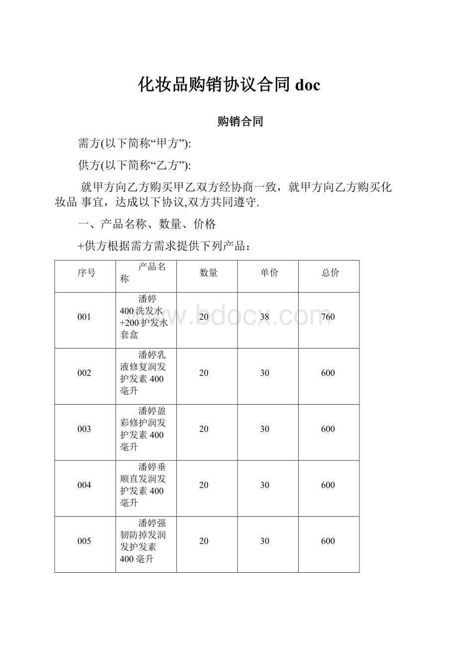 化妆品购销协议合同doc.docx