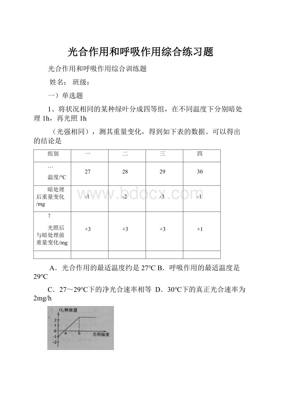 光合作用和呼吸作用综合练习题.docx