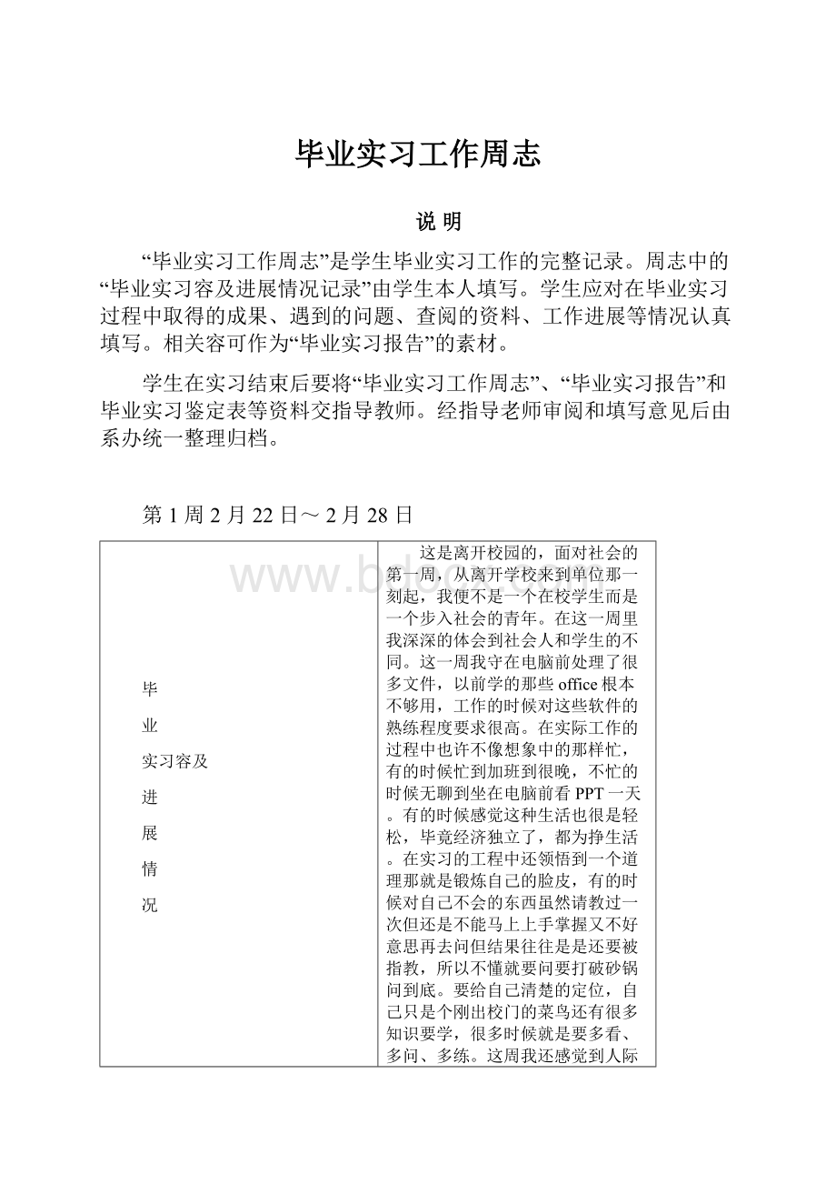 毕业实习工作周志.docx_第1页