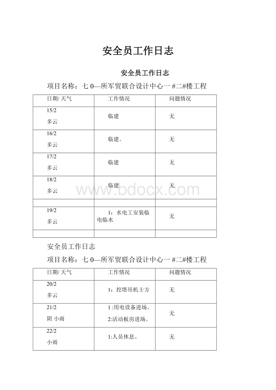 安全员工作日志.docx