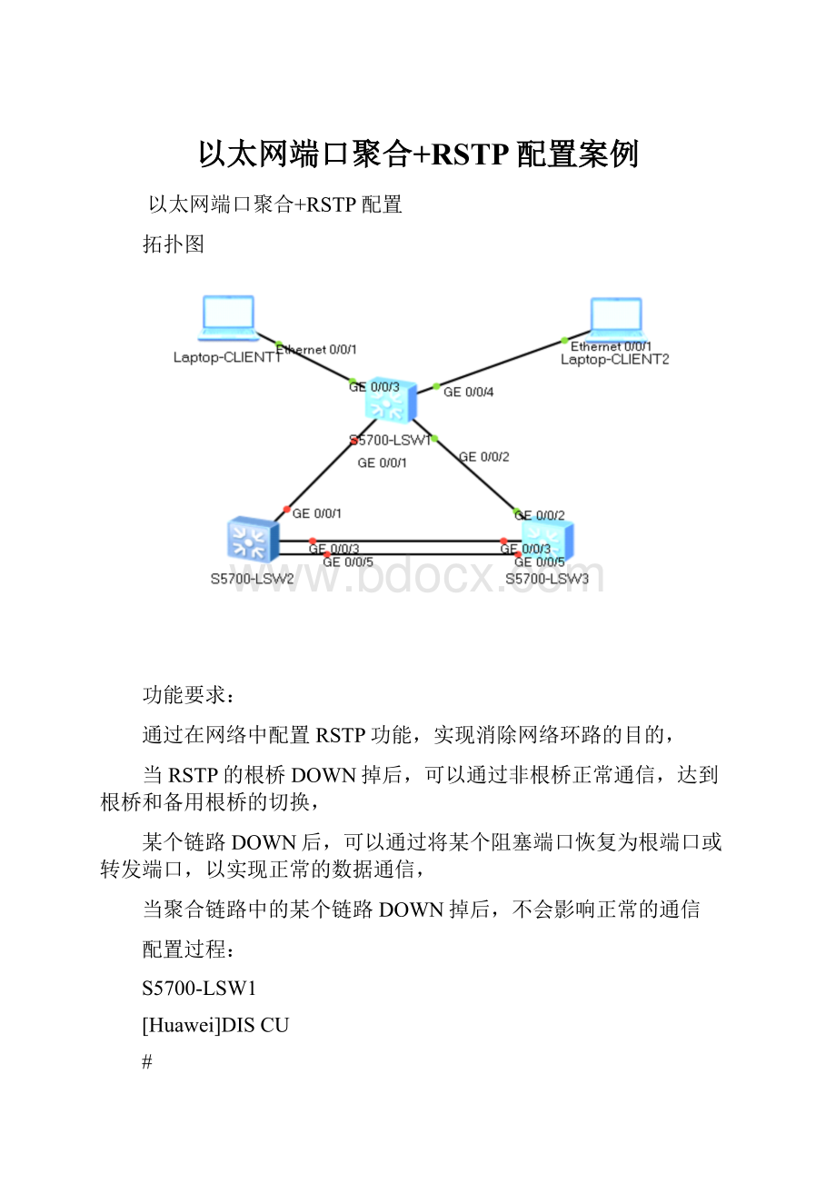 以太网端口聚合+RSTP配置案例.docx