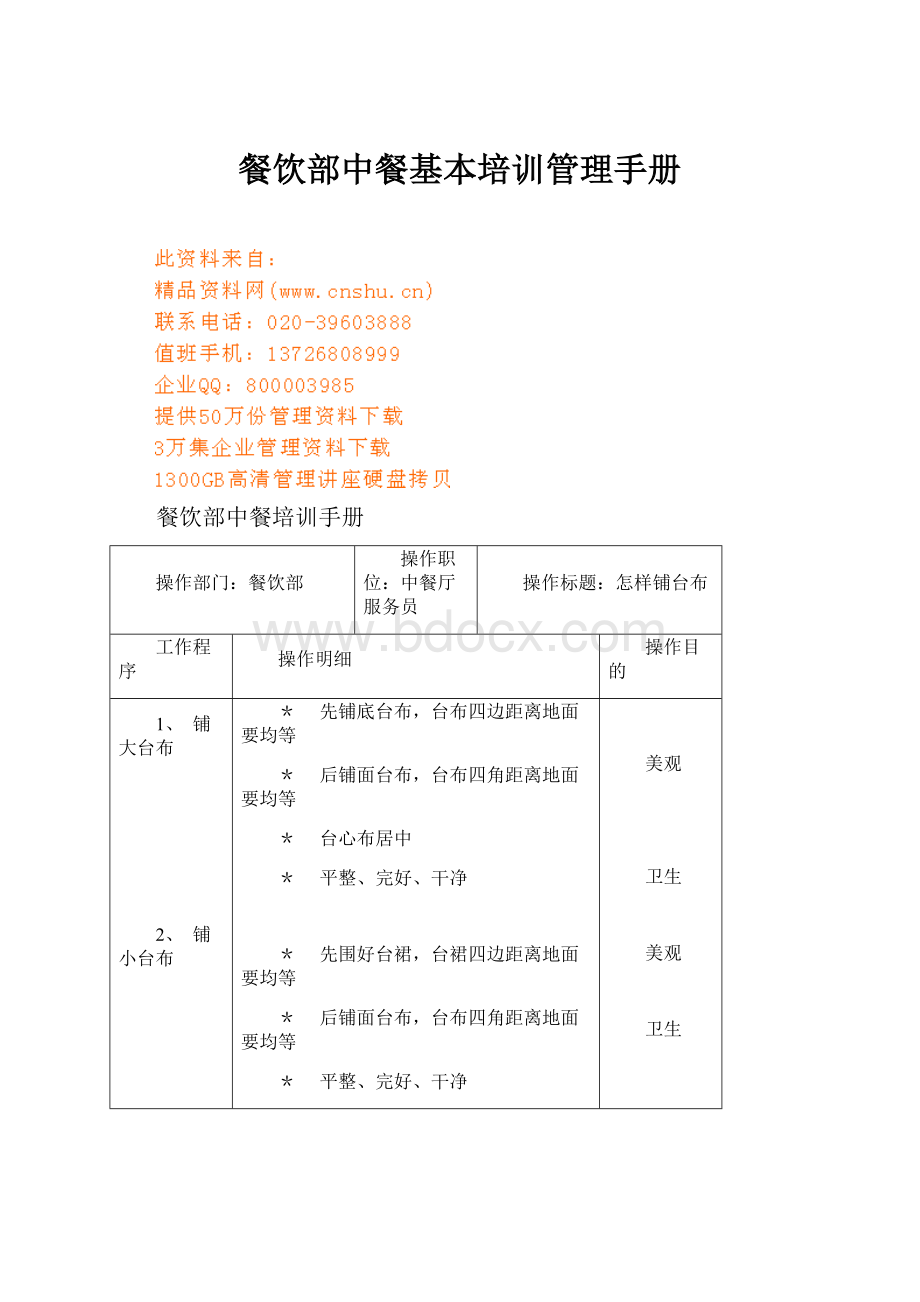 餐饮部中餐基本培训管理手册.docx_第1页