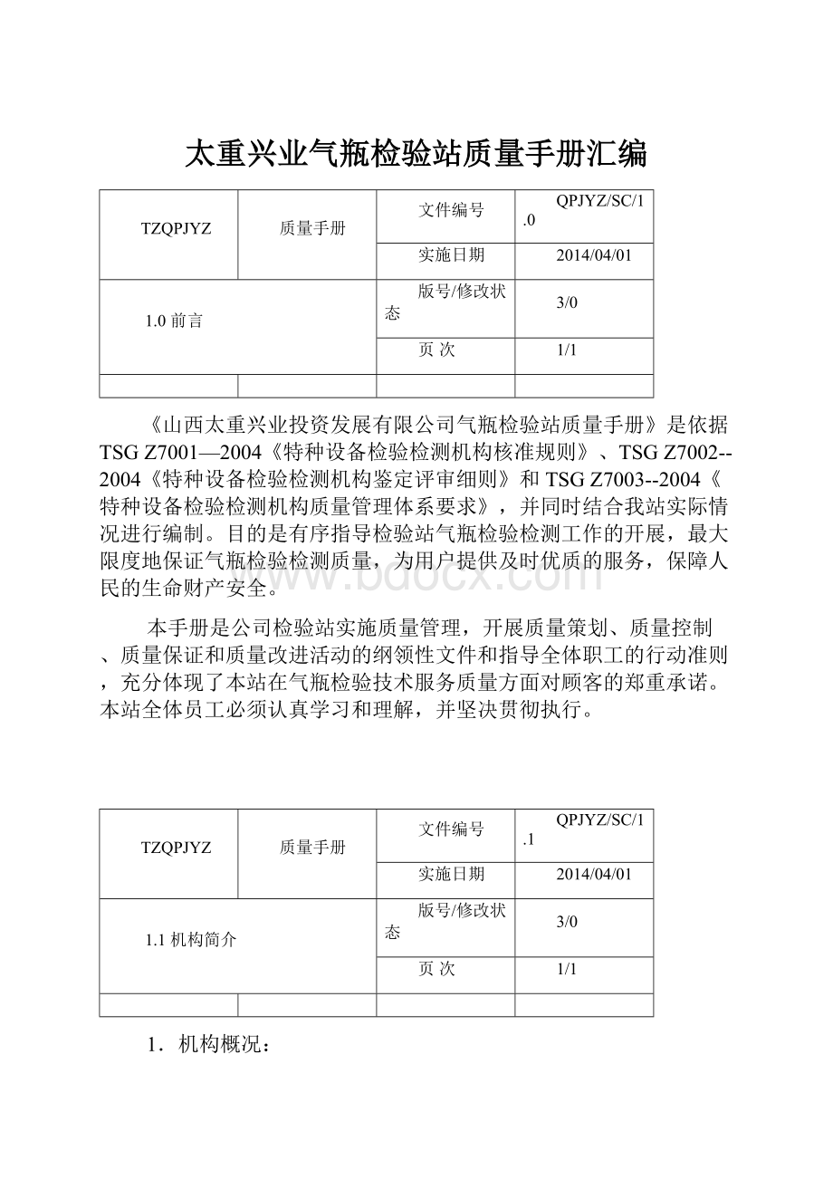 太重兴业气瓶检验站质量手册汇编.docx