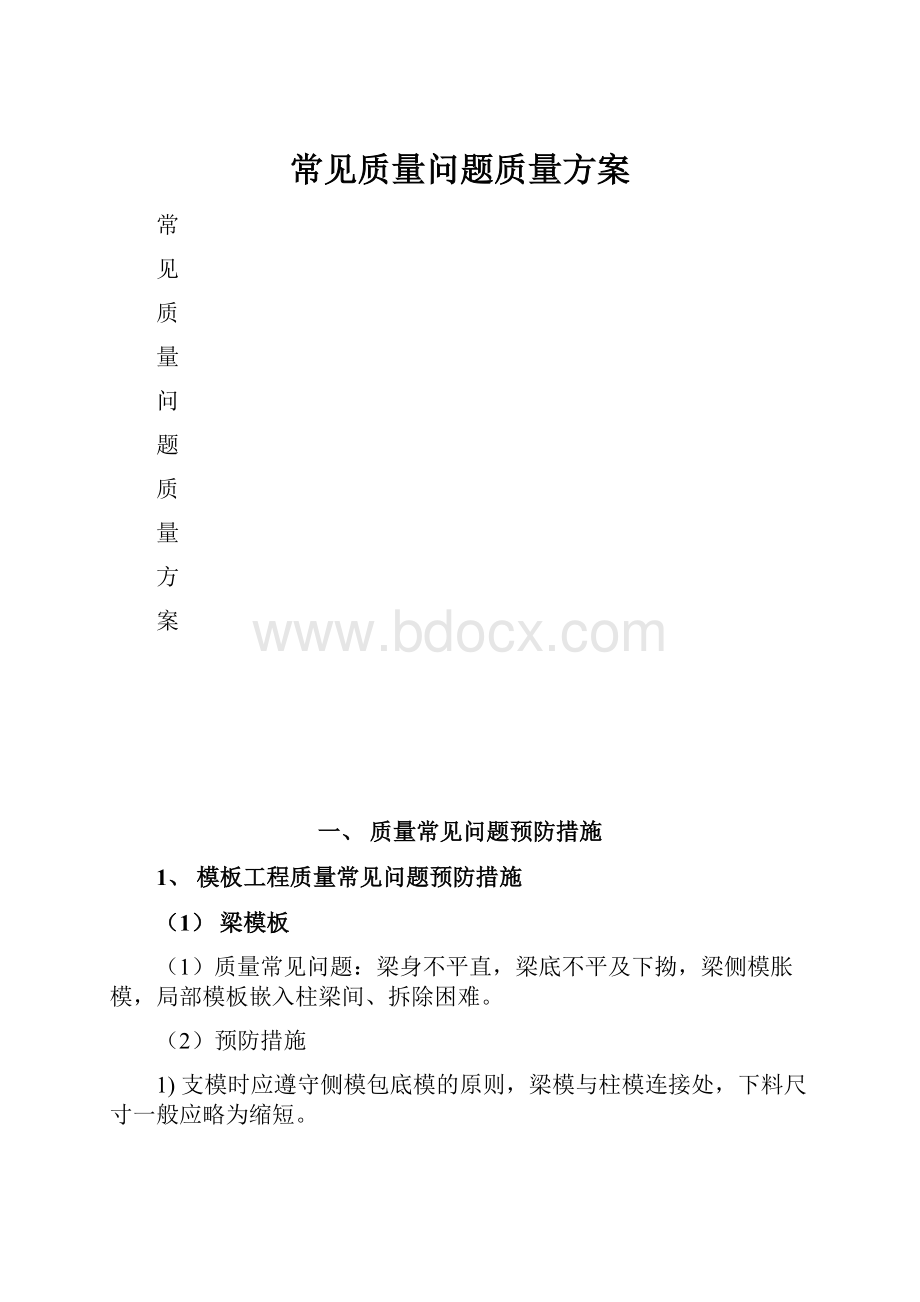 常见质量问题质量方案.docx_第1页