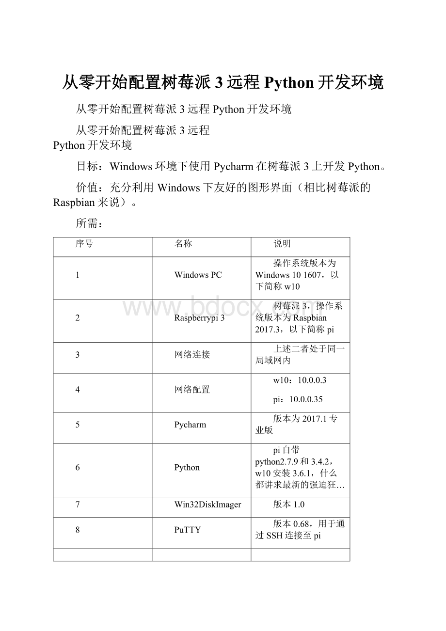 从零开始配置树莓派3远程Python开发环境.docx