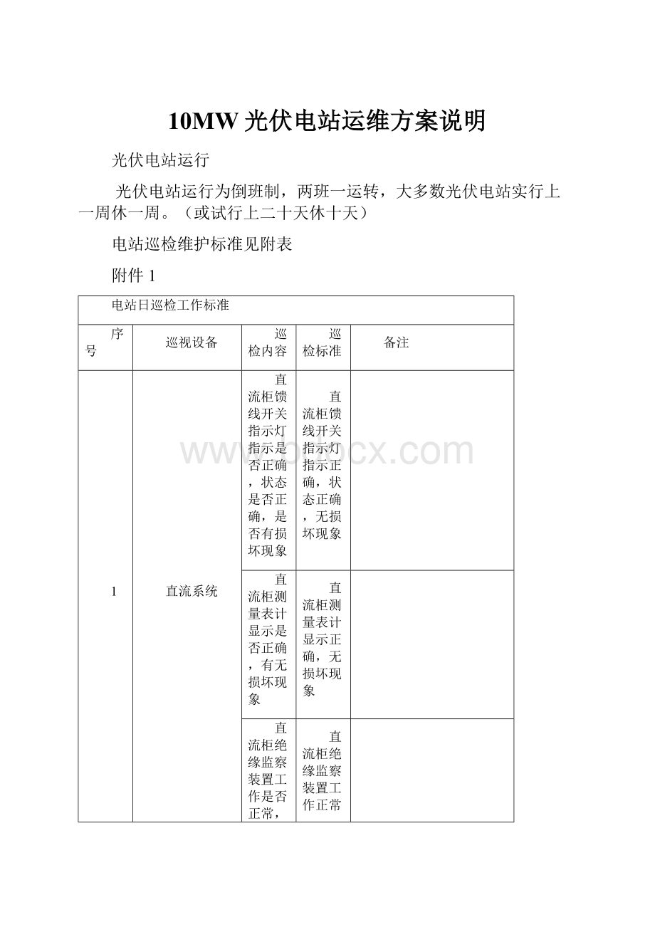 10MW光伏电站运维方案说明.docx