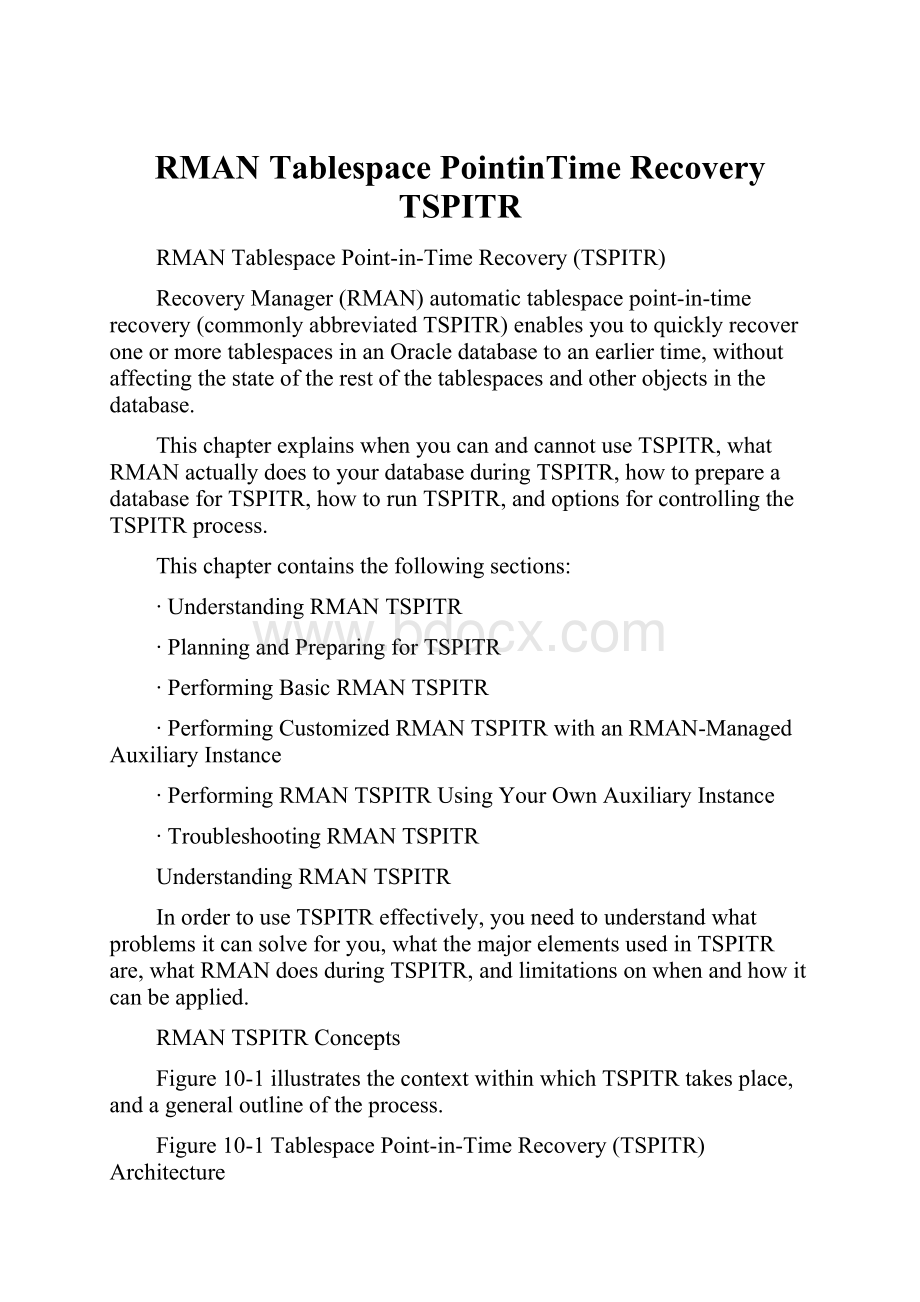 RMAN Tablespace PointinTime Recovery TSPITR.docx