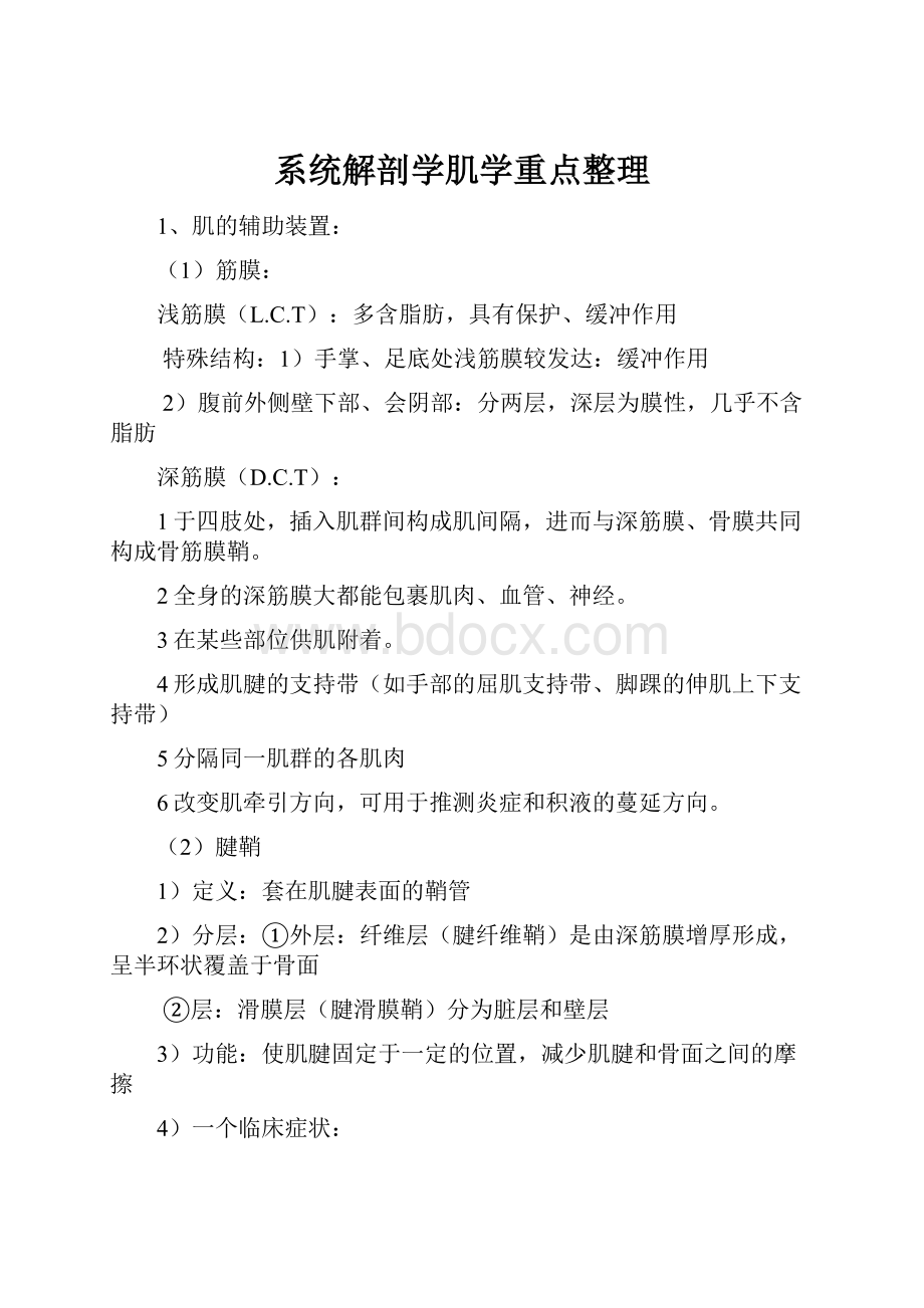 系统解剖学肌学重点整理.docx