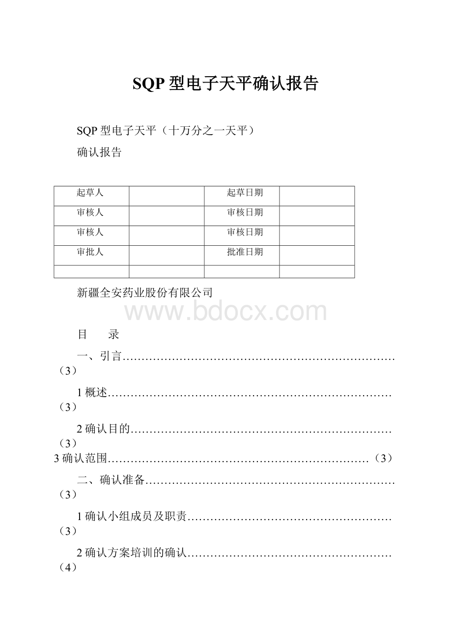 SQP型电子天平确认报告.docx