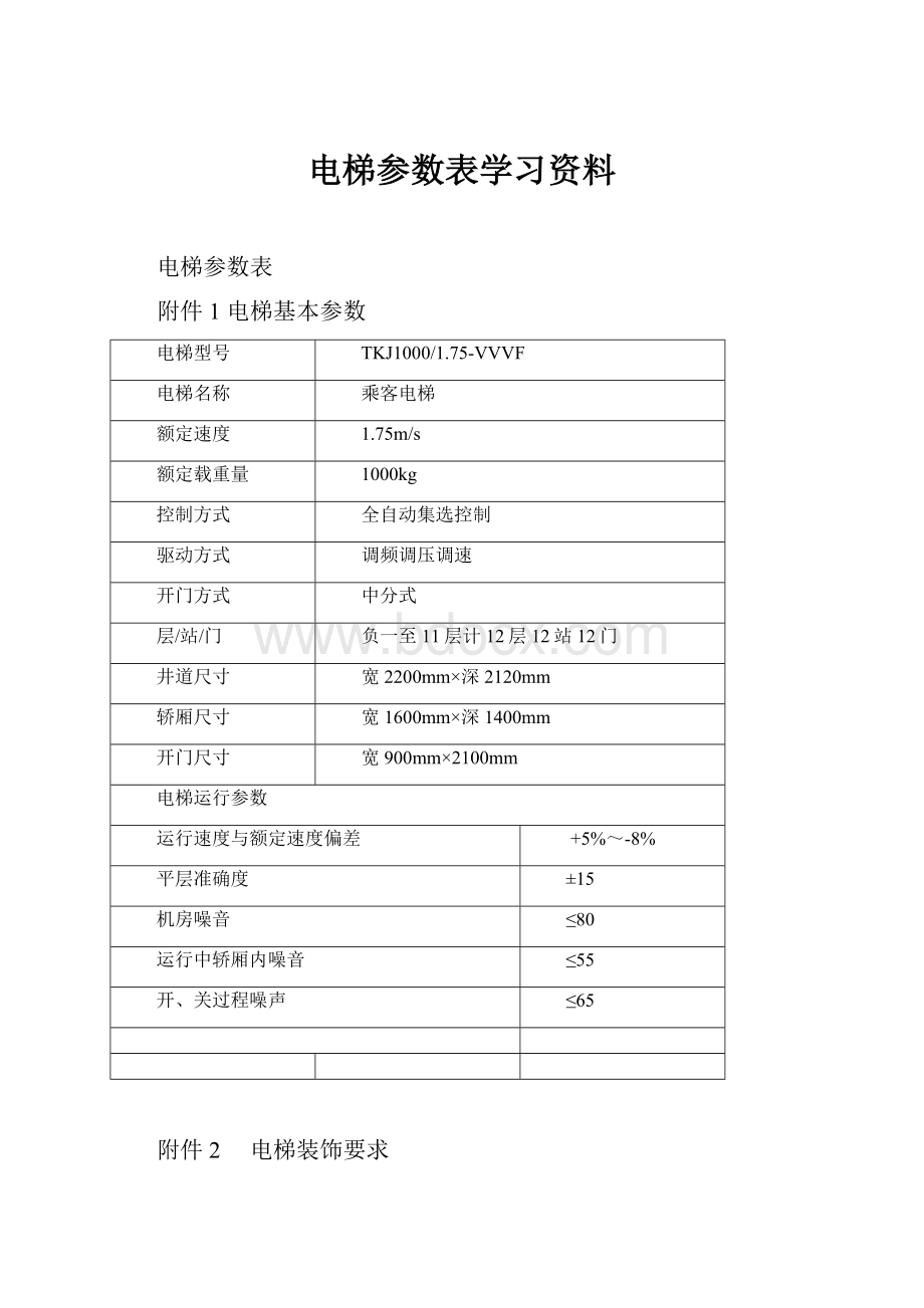 电梯参数表学习资料.docx_第1页