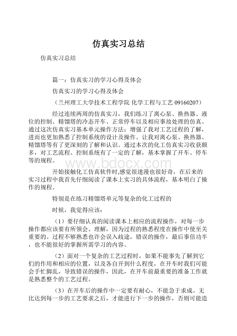 仿真实习总结.docx_第1页