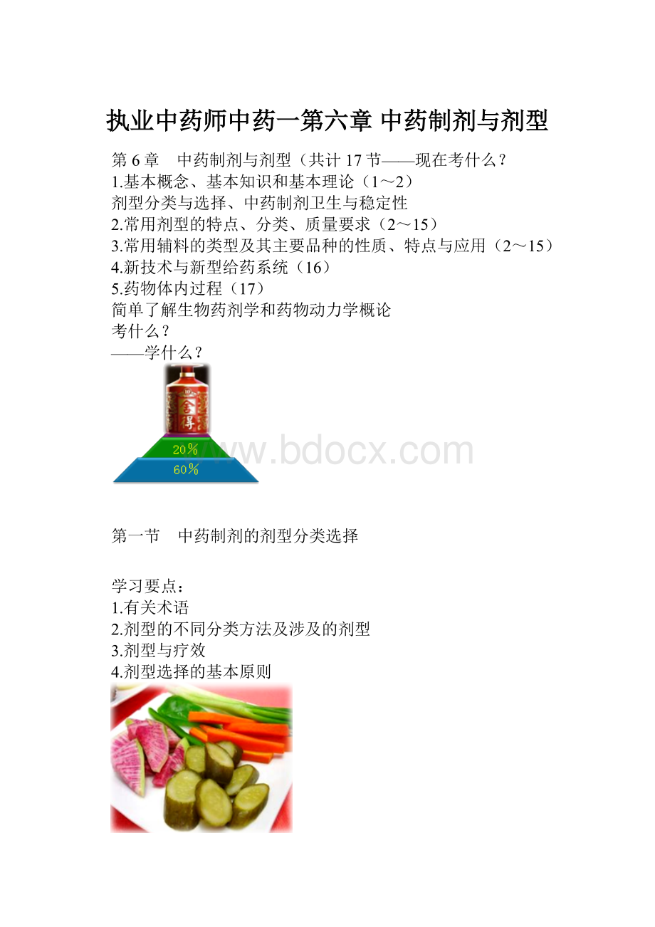 执业中药师中药一第六章 中药制剂与剂型.docx