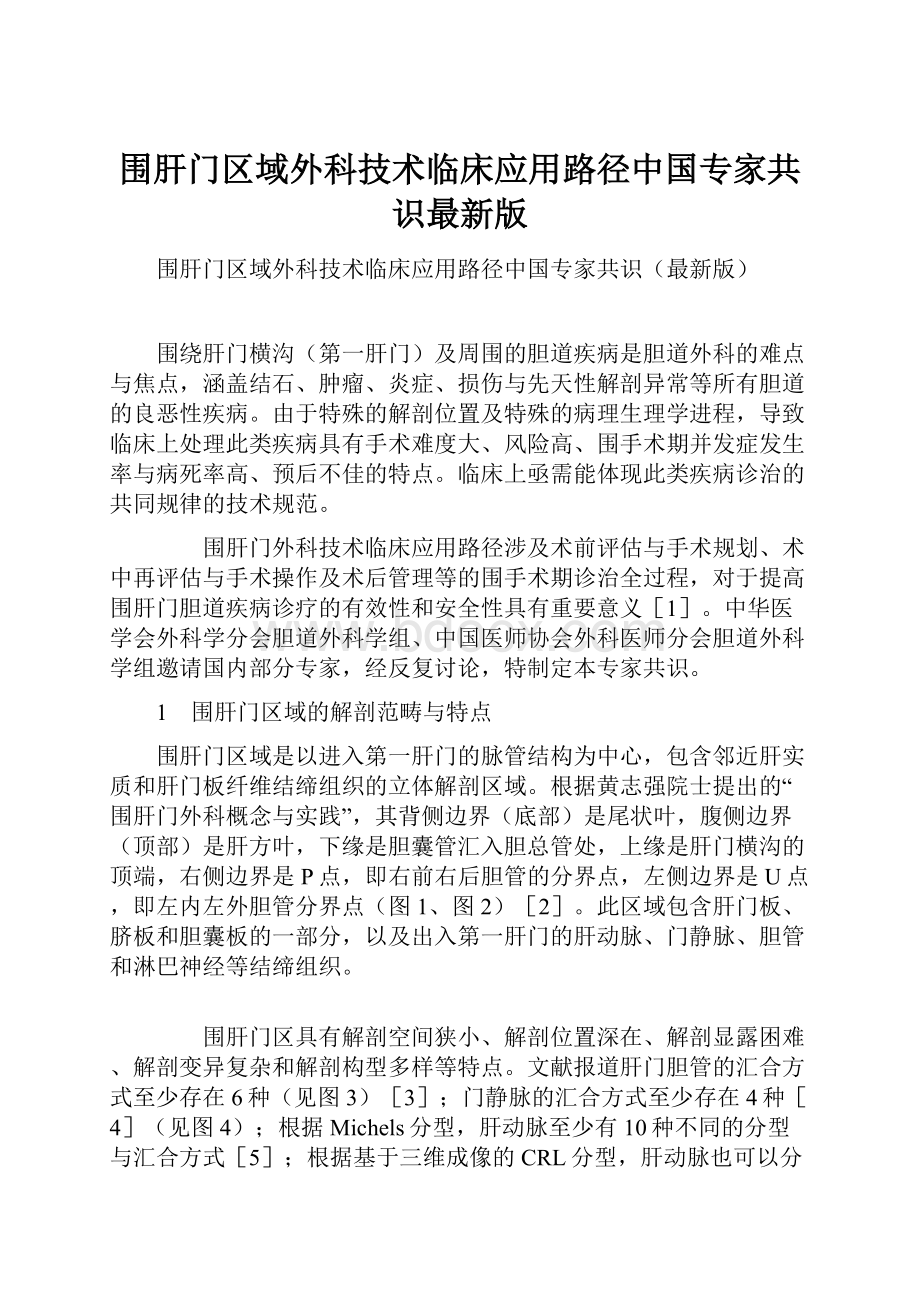 围肝门区域外科技术临床应用路径中国专家共识最新版.docx