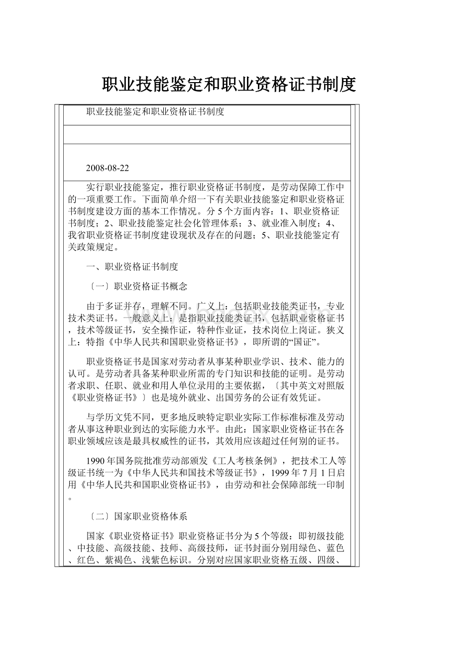 职业技能鉴定和职业资格证书制度.docx