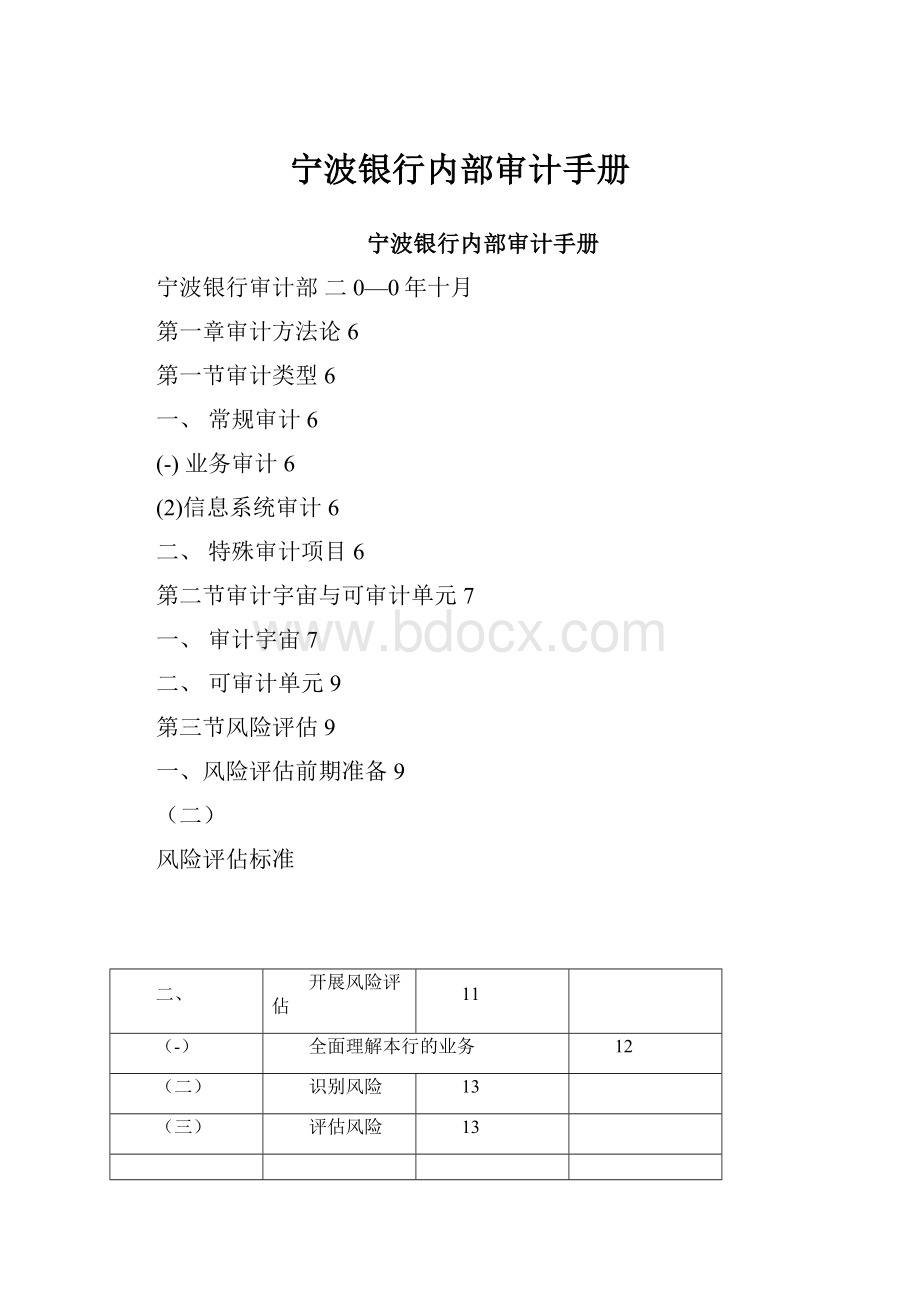 宁波银行内部审计手册.docx