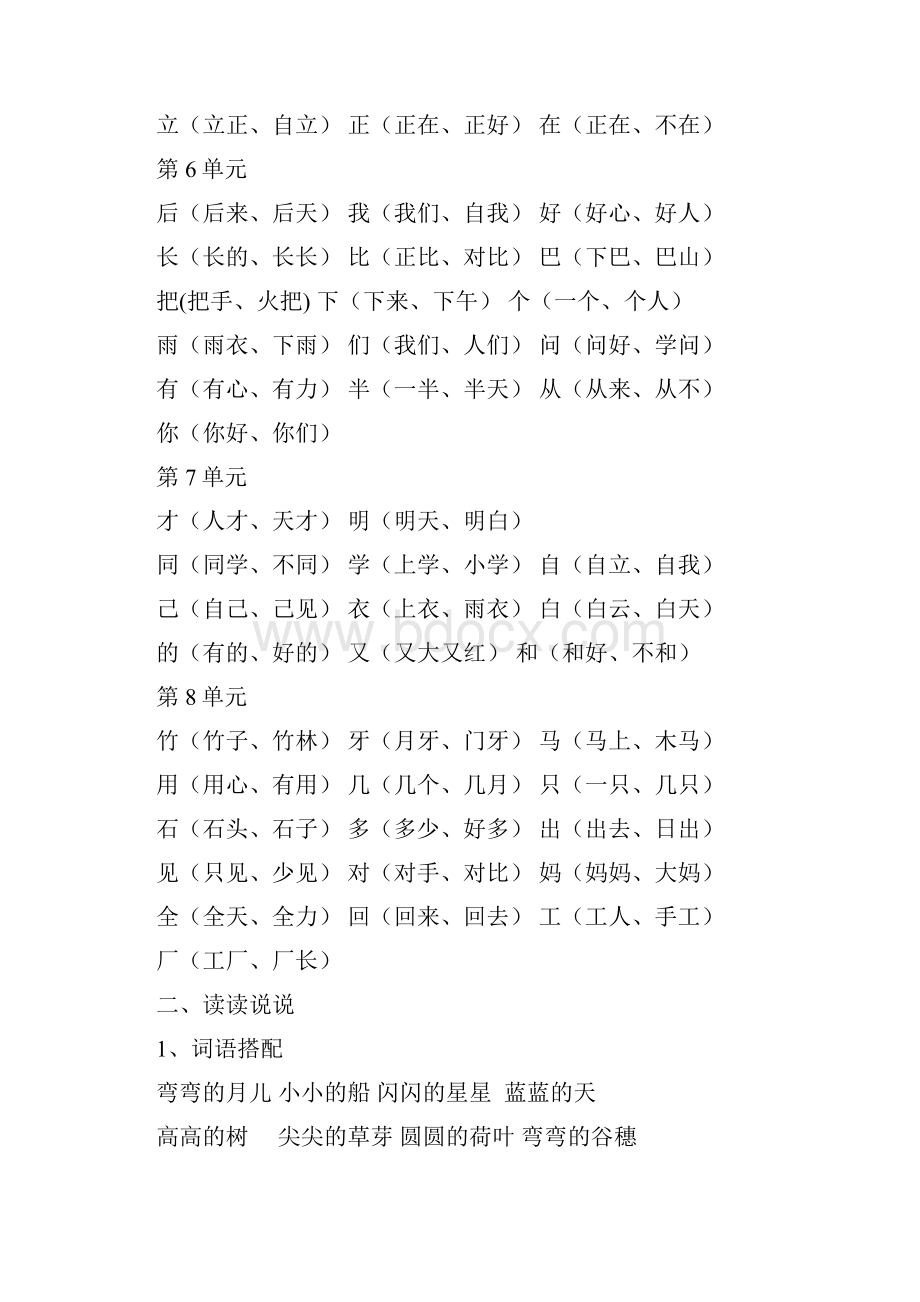 部编版一年级上册字词复习资料全.docx_第2页