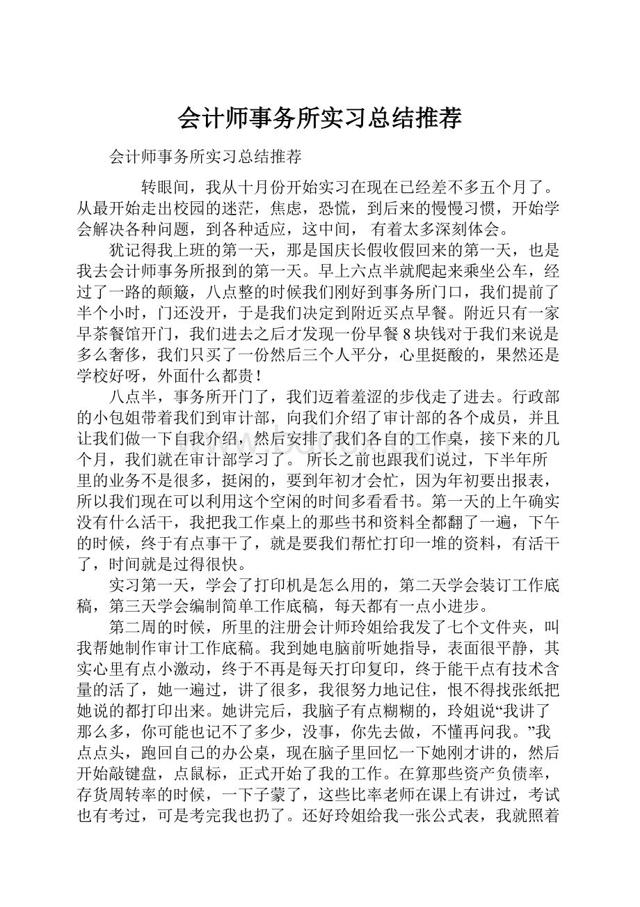 会计师事务所实习总结推荐.docx