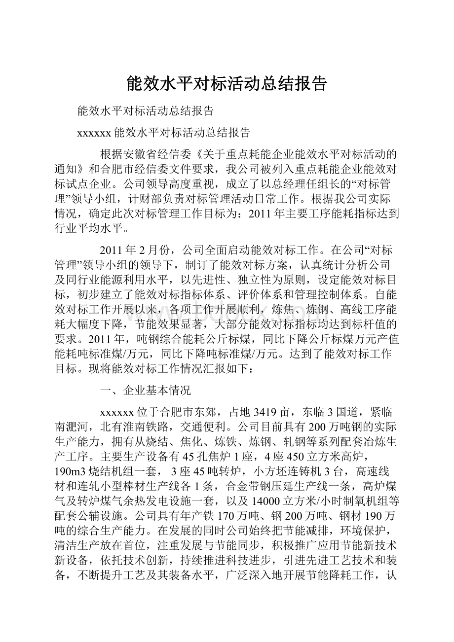 能效水平对标活动总结报告.docx