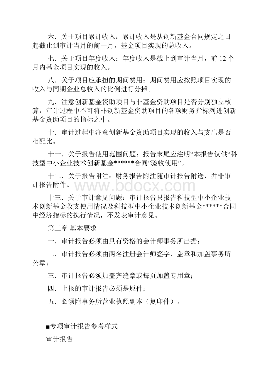 创新基金专项审计报告编制要求和审计报告格式.docx_第3页