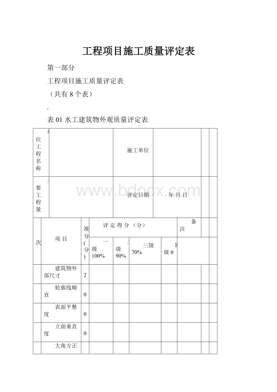 工程项目施工质量评定表.docx