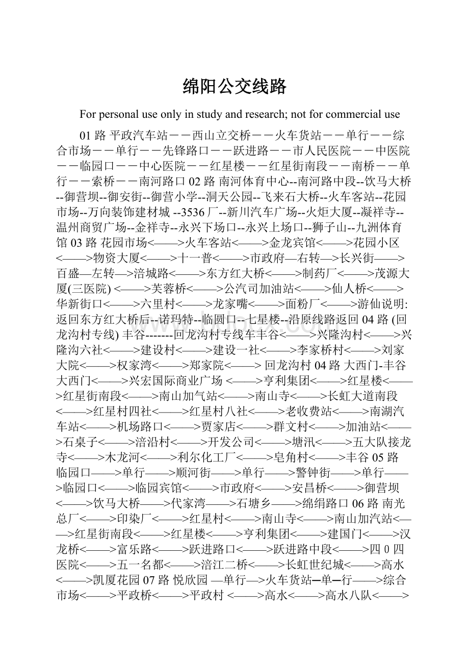 绵阳公交线路.docx