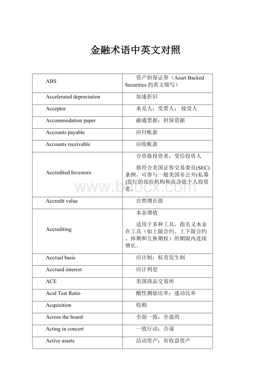 金融术语中英文对照.docx