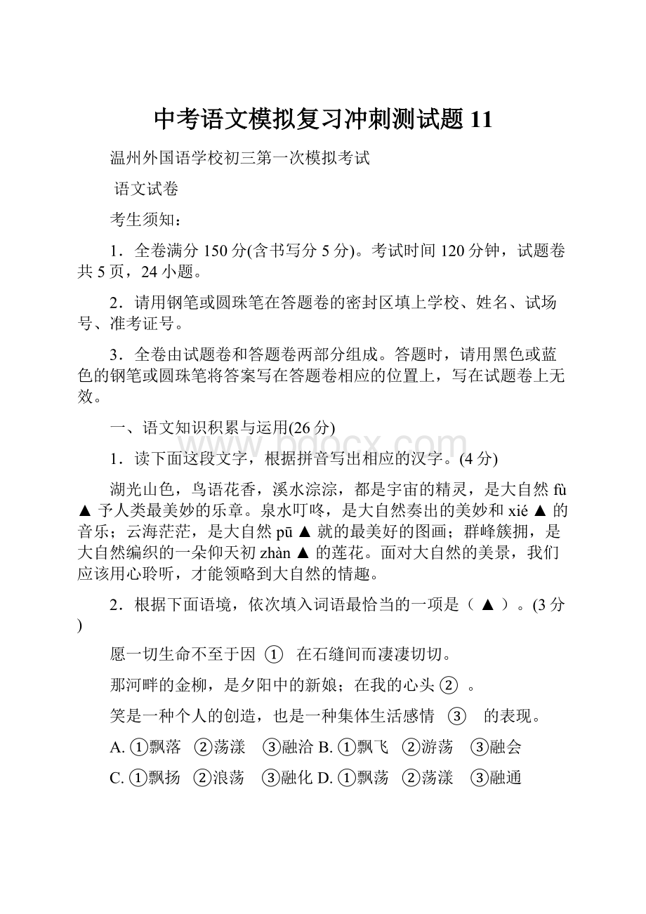 中考语文模拟复习冲刺测试题11.docx