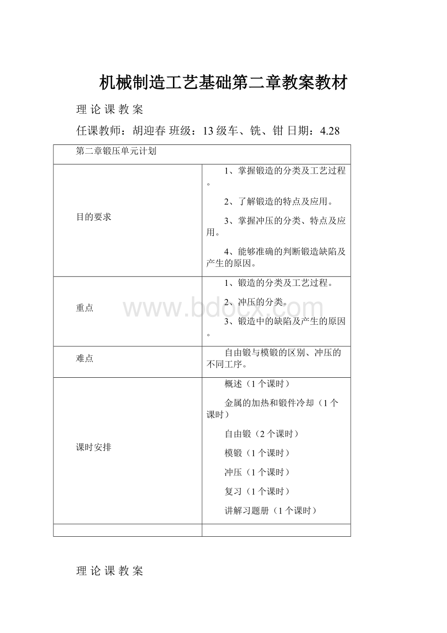 机械制造工艺基础第二章教案教材.docx