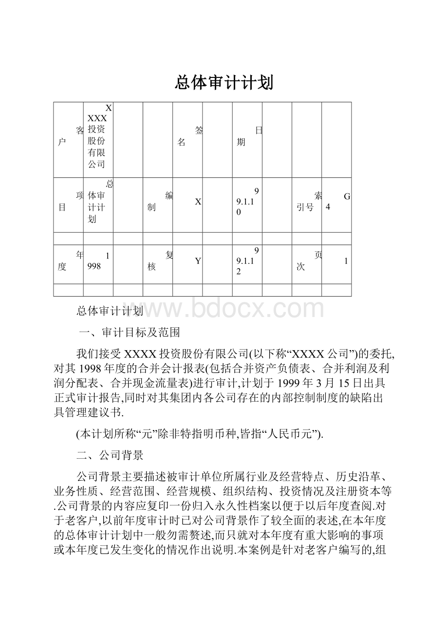 总体审计计划.docx