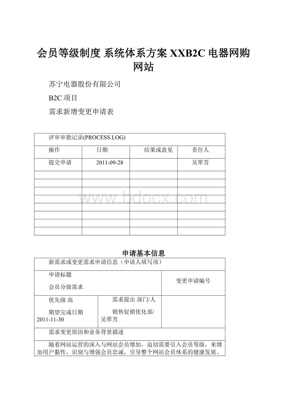 会员等级制度 系统体系方案 XXB2C电器网购网站.docx