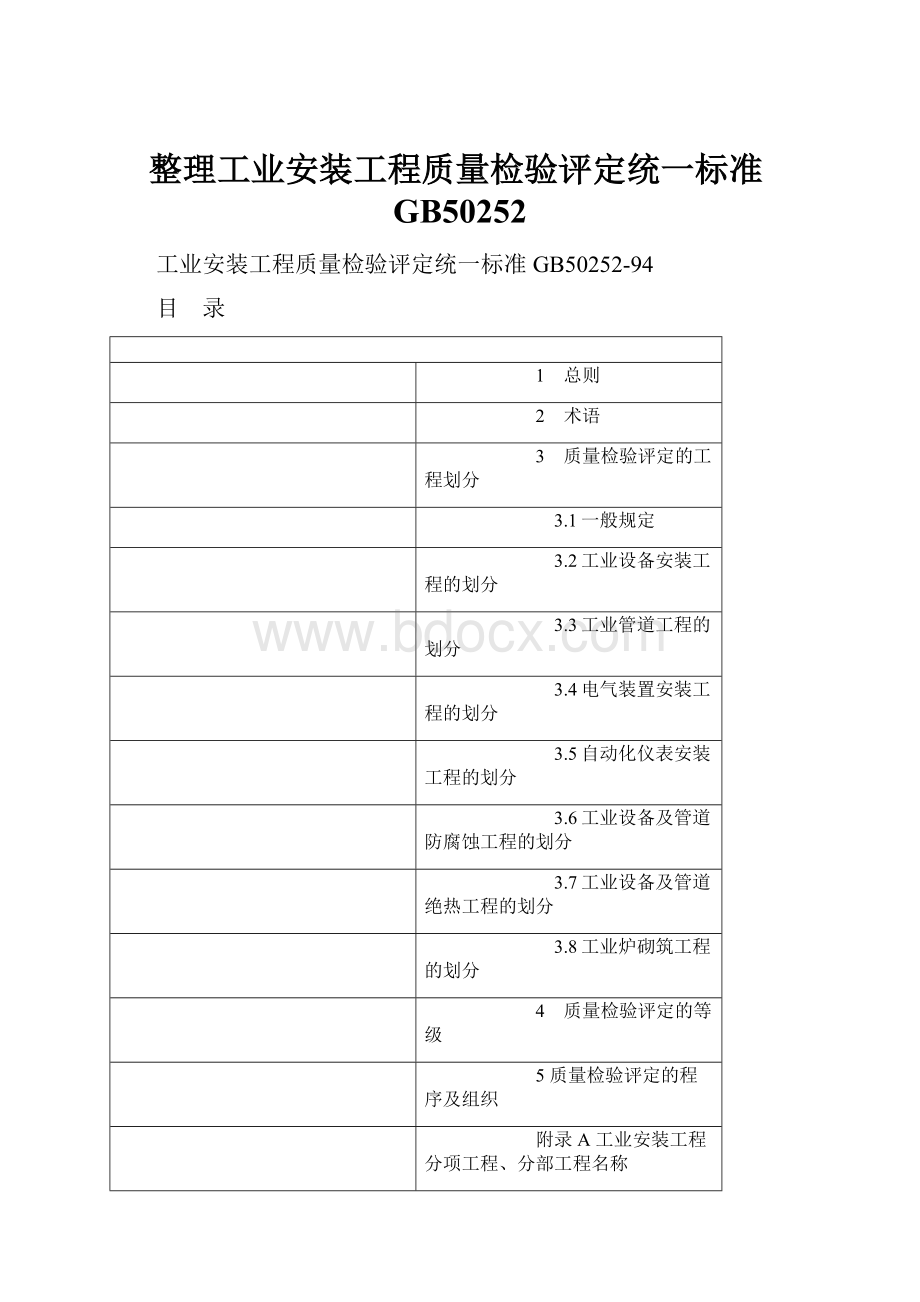 整理工业安装工程质量检验评定统一标准GB50252.docx