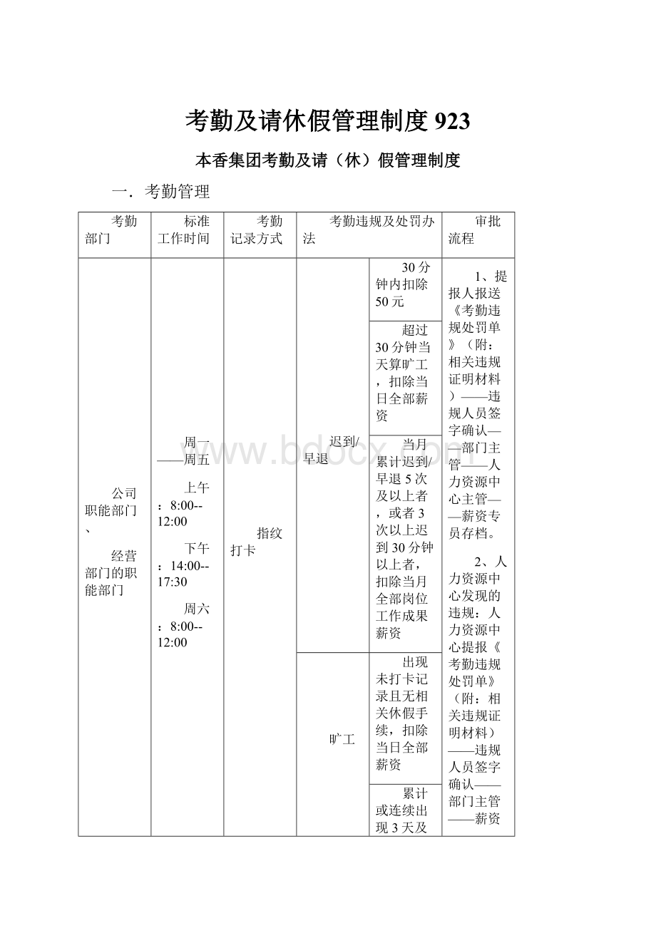 考勤及请休假管理制度923.docx_第1页