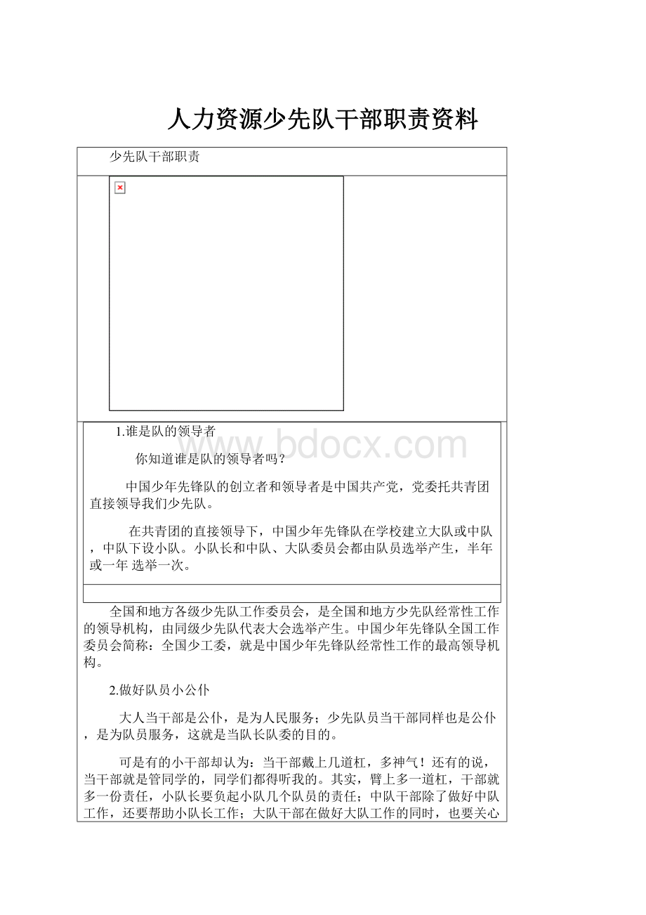 人力资源少先队干部职责资料.docx