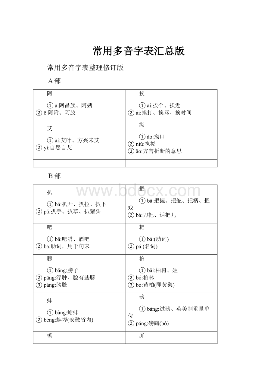 常用多音字表汇总版.docx