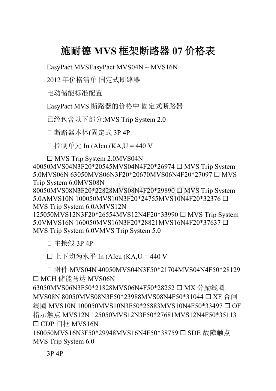 施耐德MVS框架断路器07价格表.docx