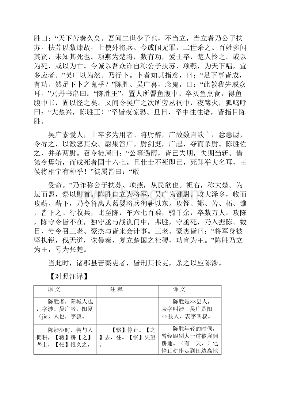 中考语文课内文言文一本通1陈涉世家练习新人教版.docx_第2页