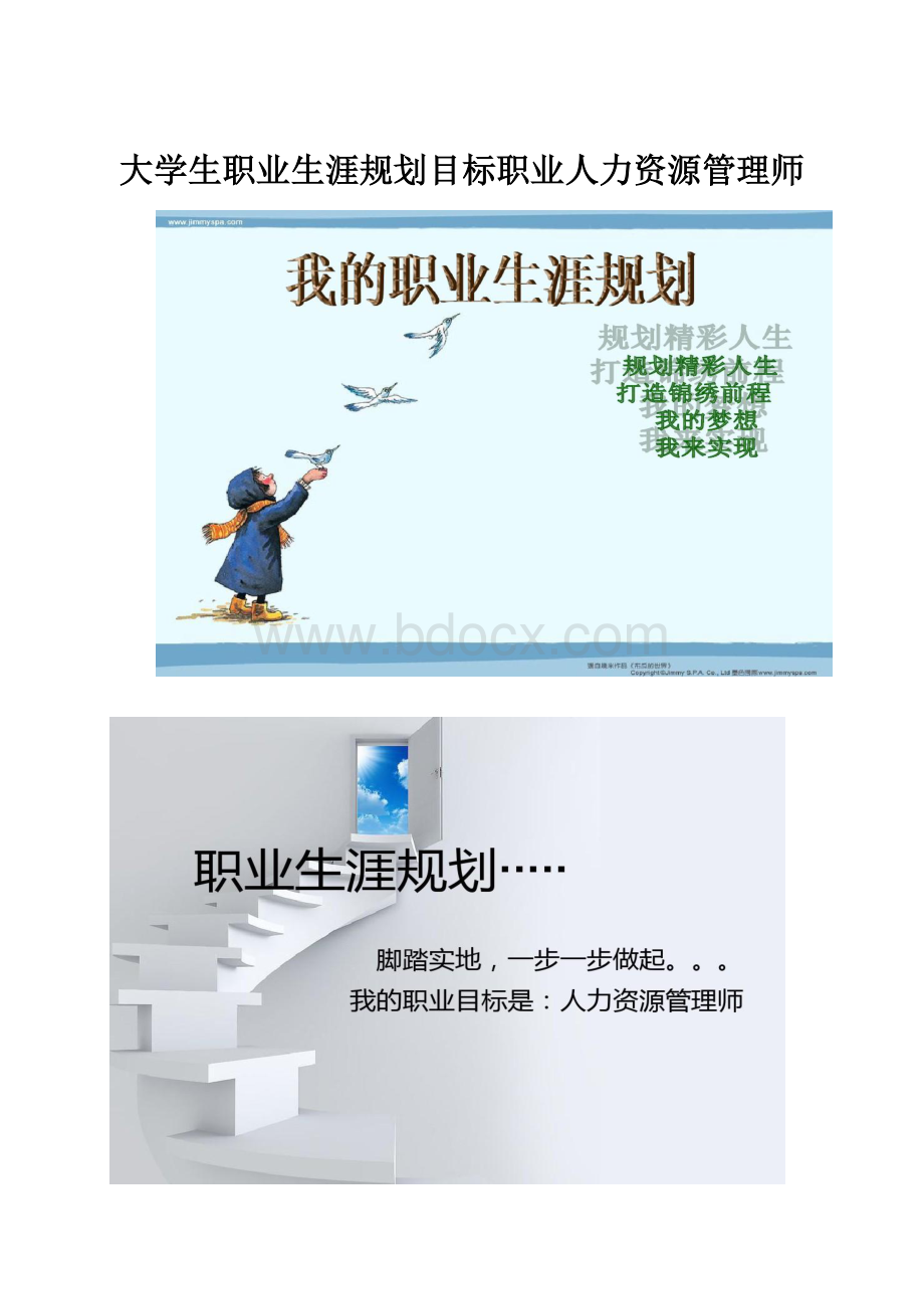 大学生职业生涯规划目标职业人力资源管理师.docx