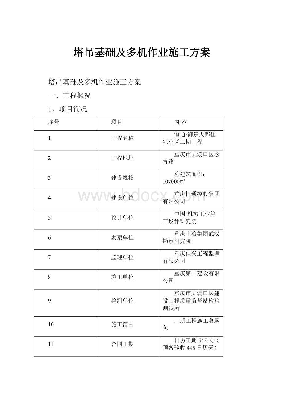 塔吊基础及多机作业施工方案.docx