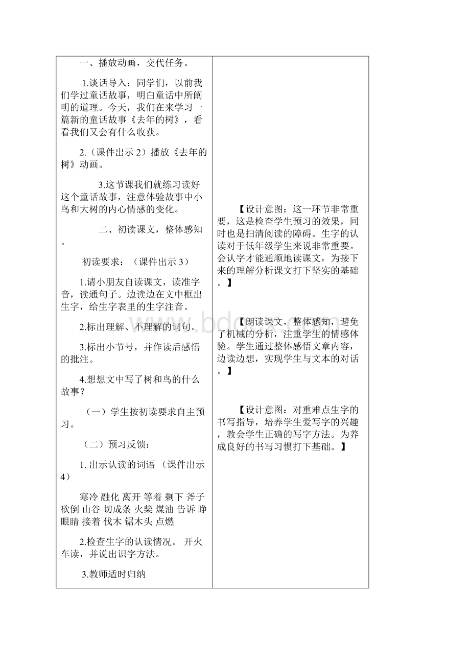 最新部编版小学三年级语文上册8 去年的树 教学设计含课堂作业及答案推荐.docx_第2页