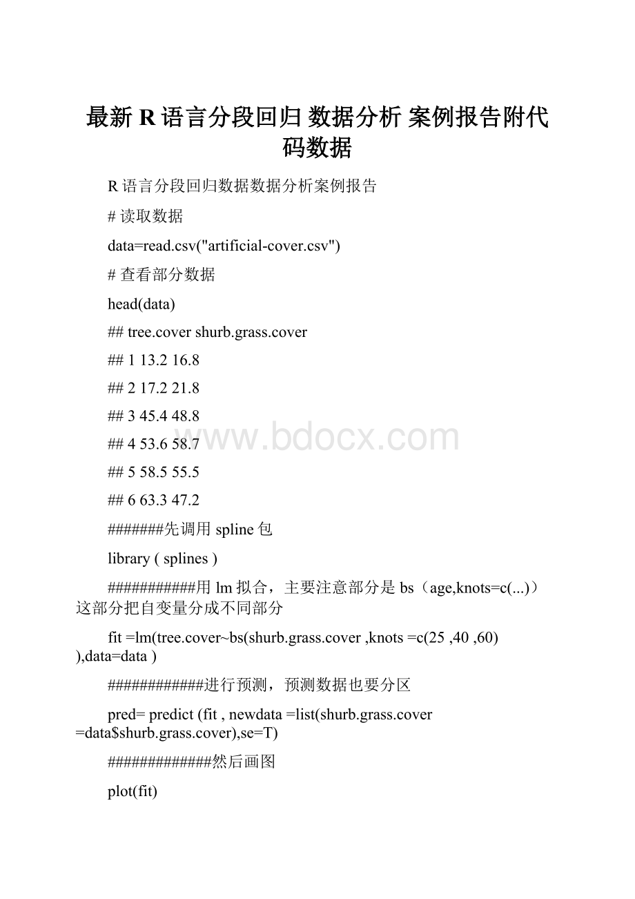 最新R语言分段回归 数据分析 案例报告附代码数据.docx_第1页