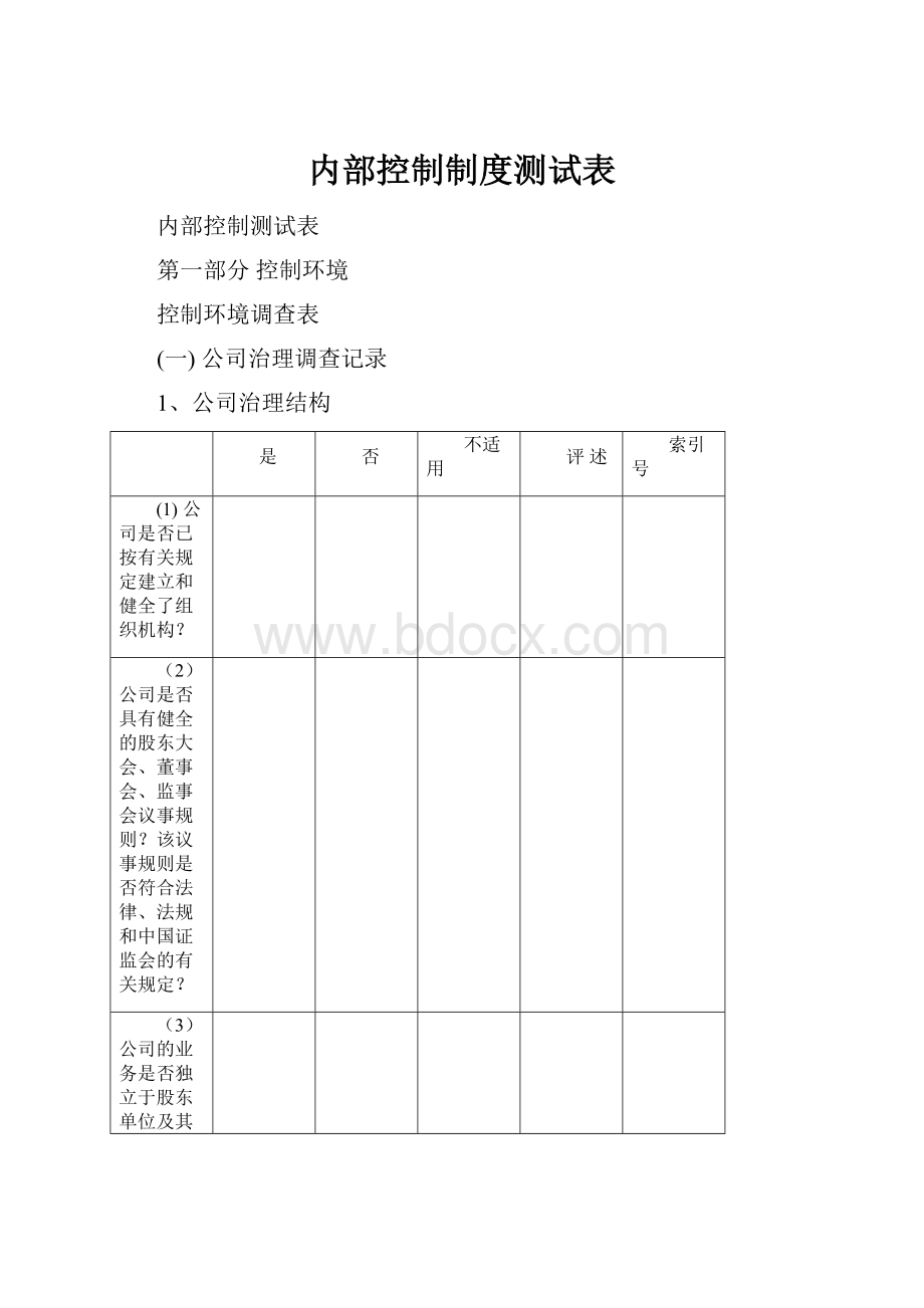 内部控制制度测试表.docx