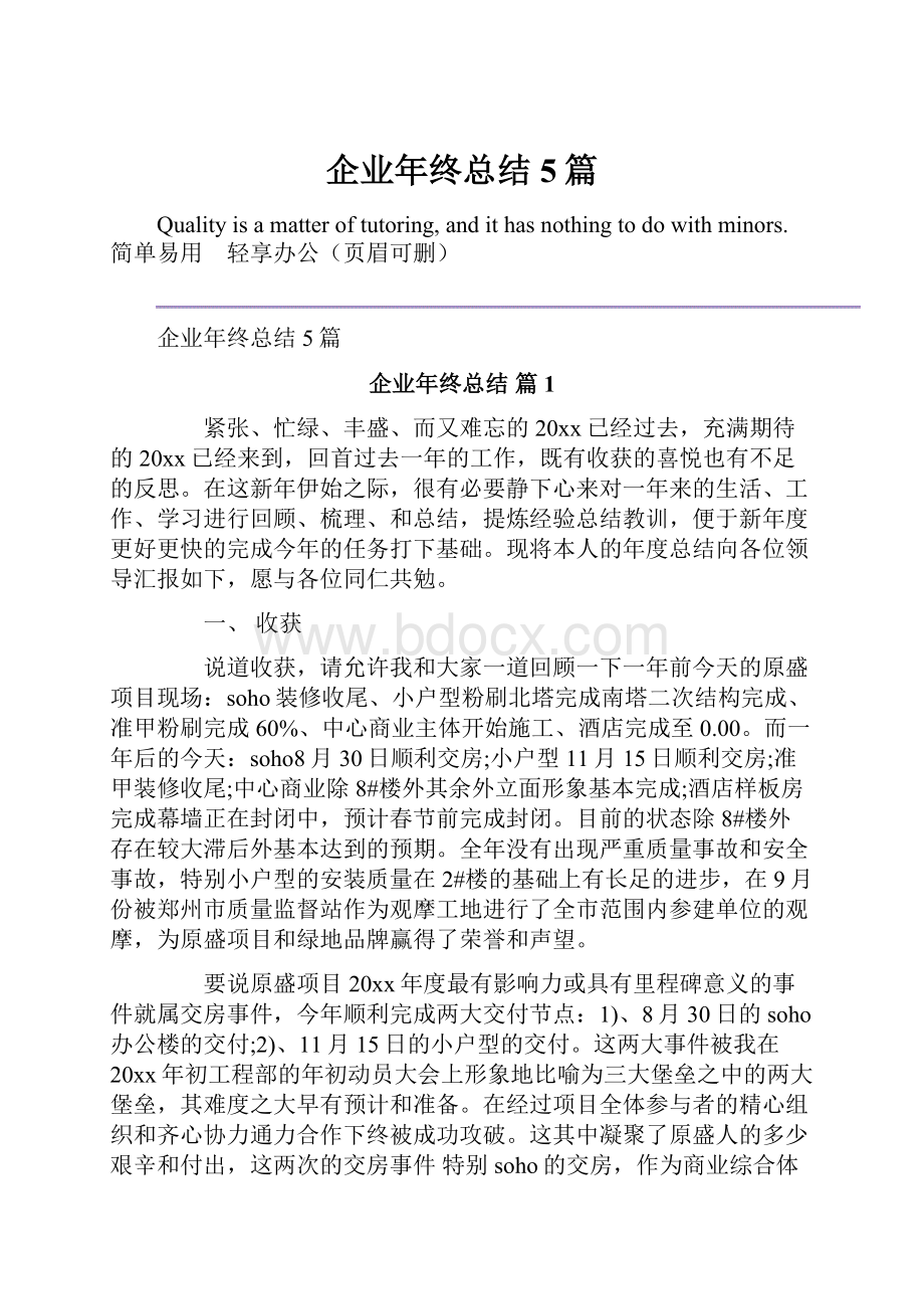 企业年终总结5篇.docx