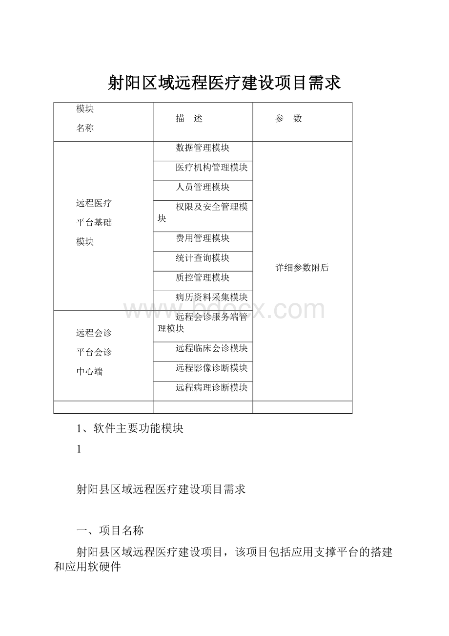 射阳区域远程医疗建设项目需求.docx