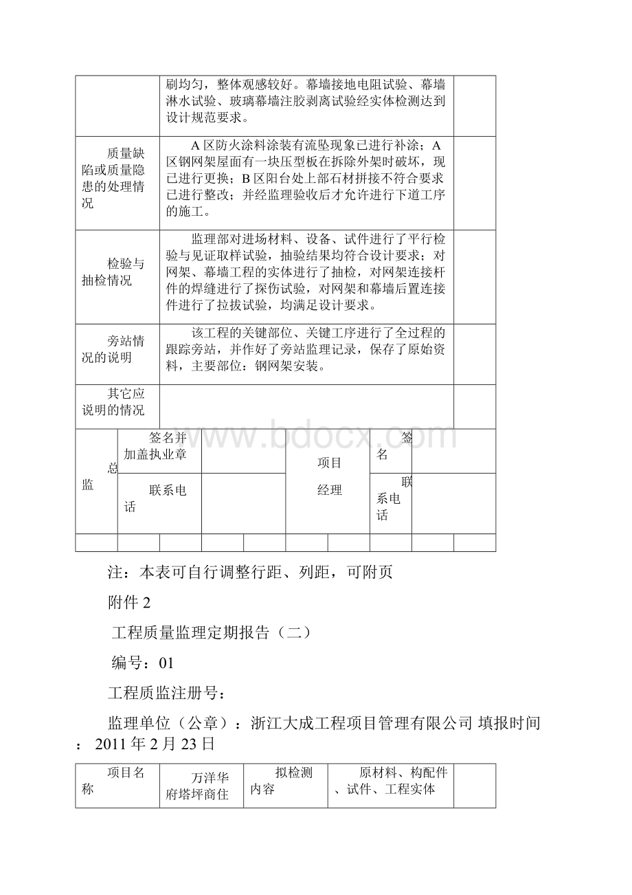 工程质量监理定期报告 泰顺.docx_第2页